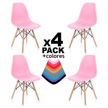 Pack 4 Sillas Tower Wood Polipropileno, Rosa, 56 X 81 X 47_1