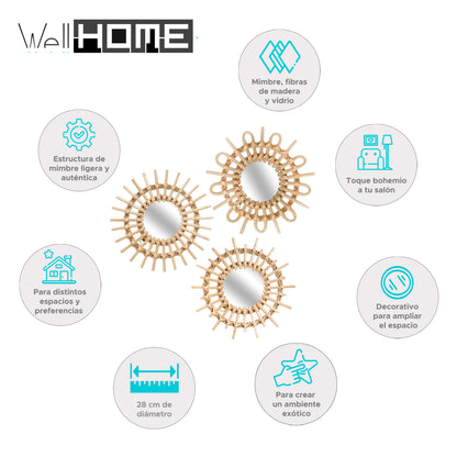 Wellhome Set 3 Espejos Aida D.28cm_1