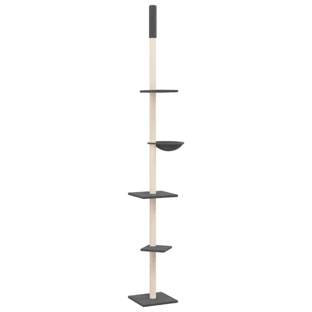 Vidaxl Árbol Rascador Gatos Suelo A Techo Gris Oscuro 263,5-289,5 Cm_0