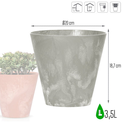 Maceta Tubus Beton Effect 3,5l., Dimensiones (mm) 200x200x187, Color Hormigón