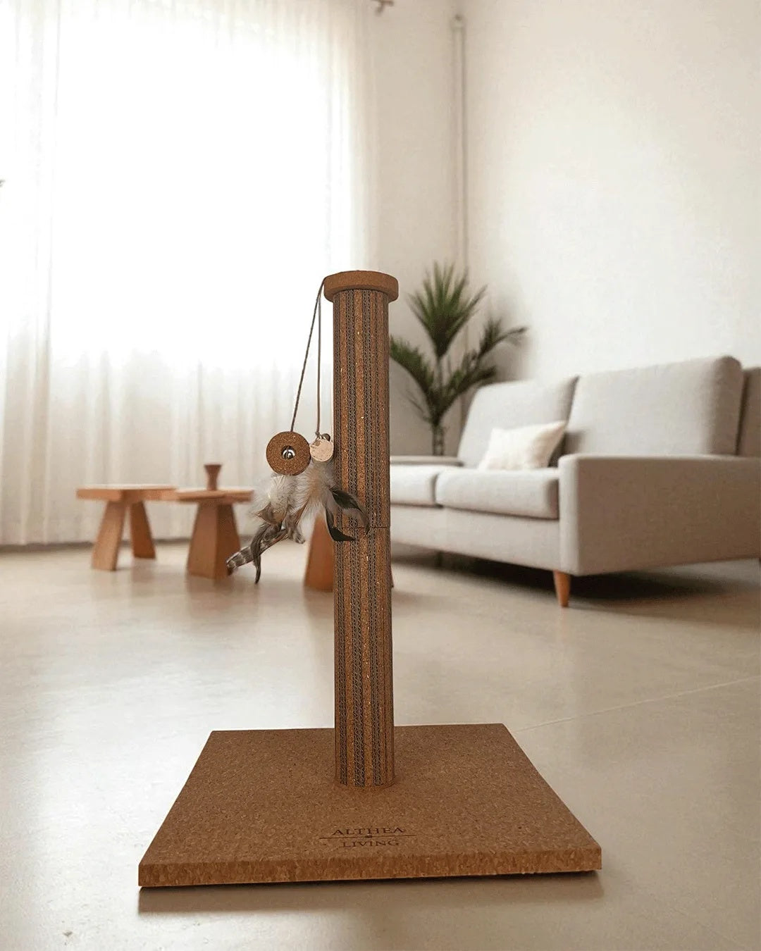 Poste Rascador Para Gatos Brisa De Corcho Natural Althea Living 36x36x54cm_2