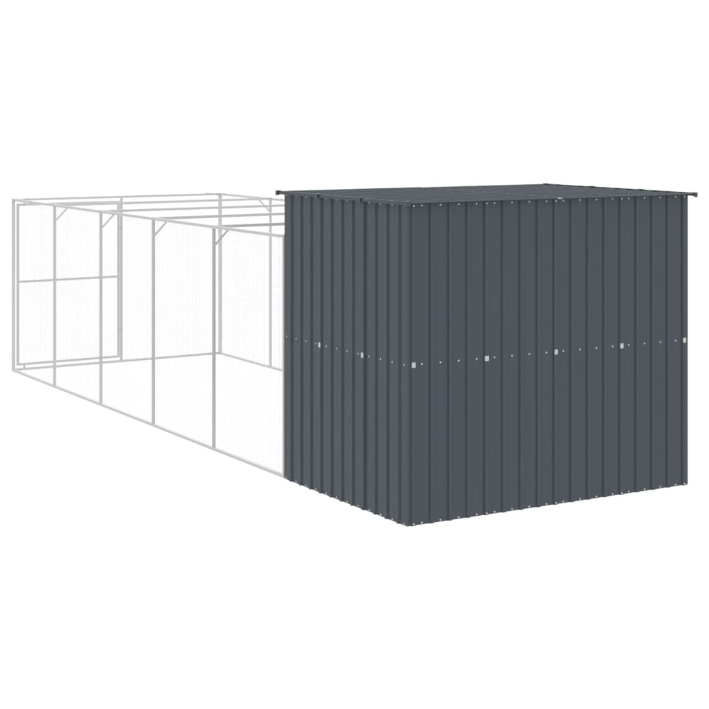 Caseta Perros Con Corral Acero Galvanizado Gris 214x661x181 Cm_4