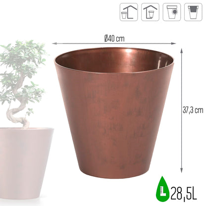 Maceta Tubus Corten 28,5l., Dimensiones (mm) 400x400x373, Color Cobre