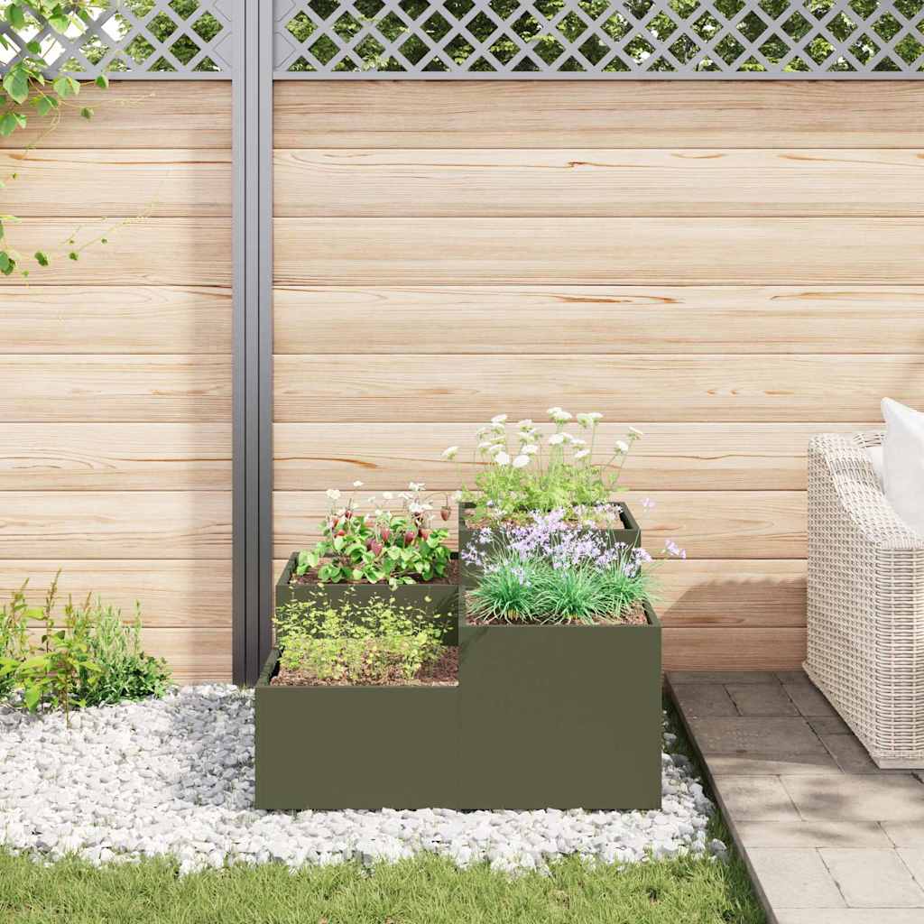 Maceta Para Jardín Verde Oliva 80 X 80 X 48 Cm Acero_3