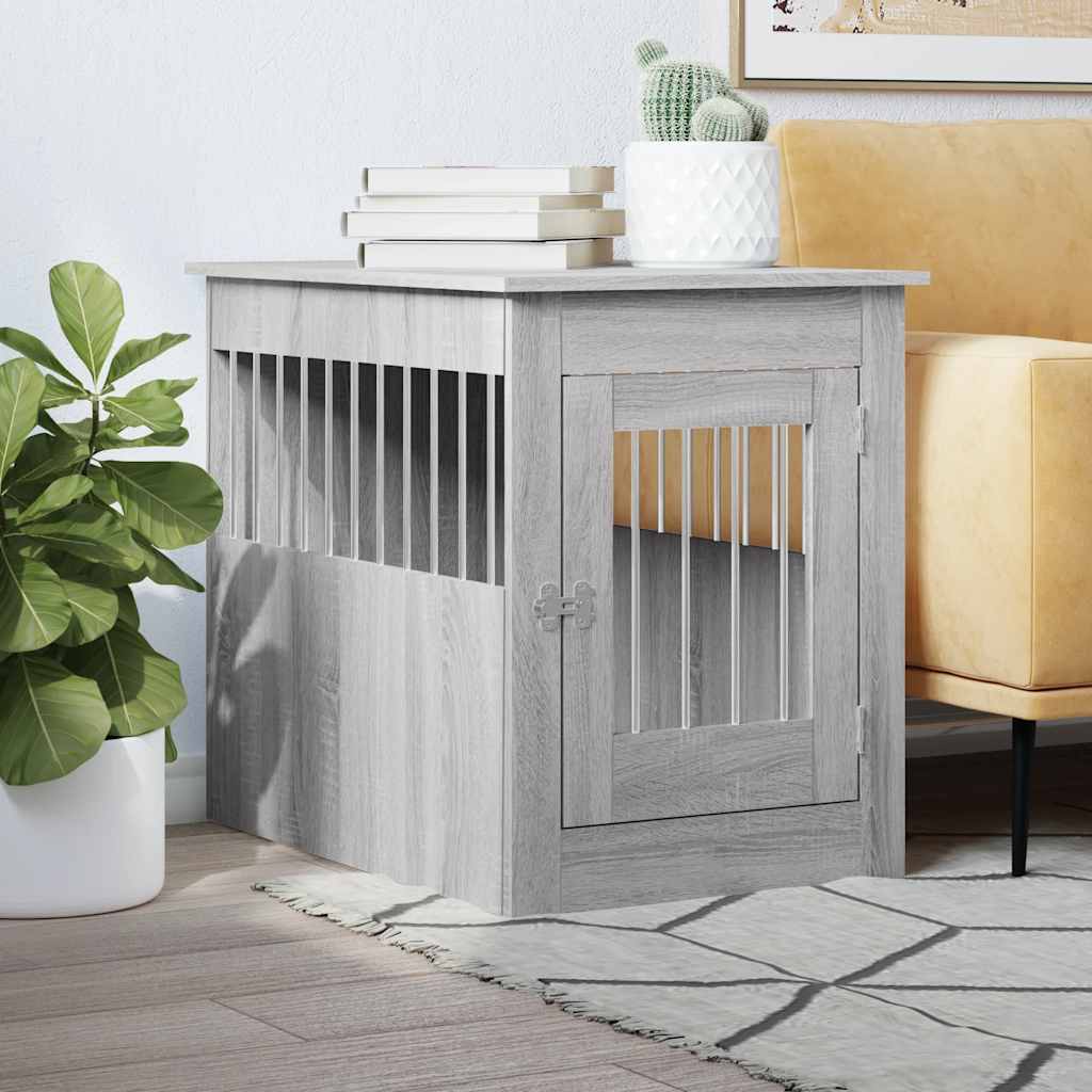 Jaula Para Perros Madera De Ingeniería Gris Sonoma 55x80x68 Cm_1