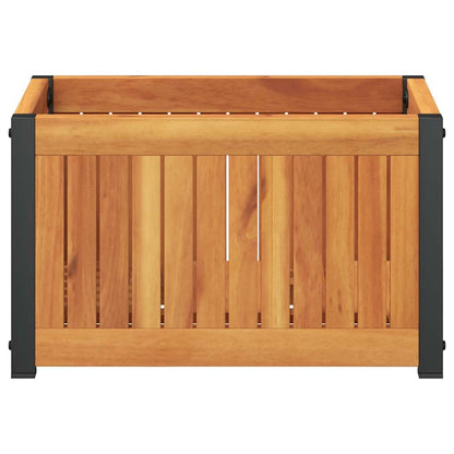 Jardinera De Madera Maciza De Acacia Y Acero 45x30x27,5 Cm_3