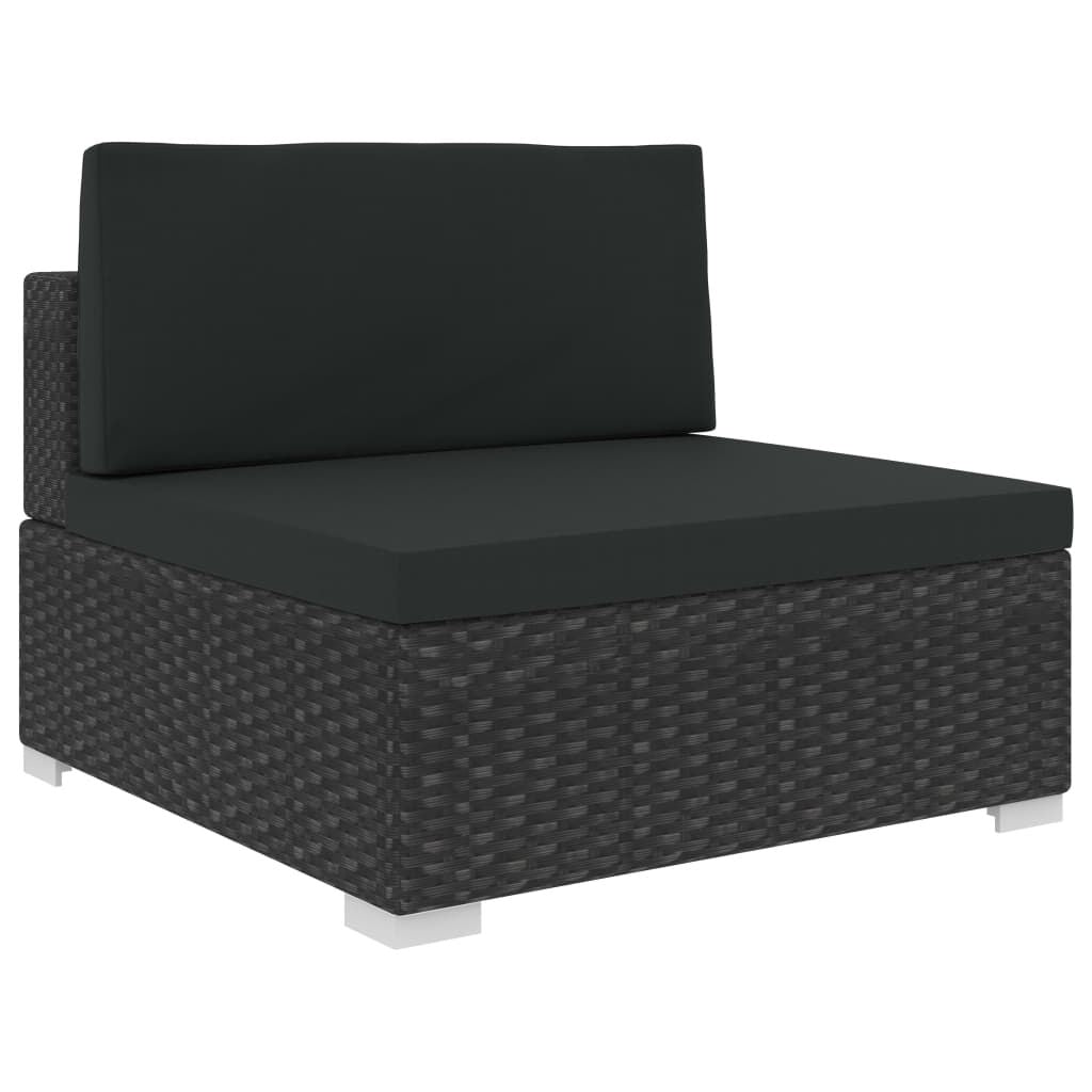 Vidaxl Set De Muebles De Jardín Y Cojines 7 Pzas Ratán Sintético Negro_4