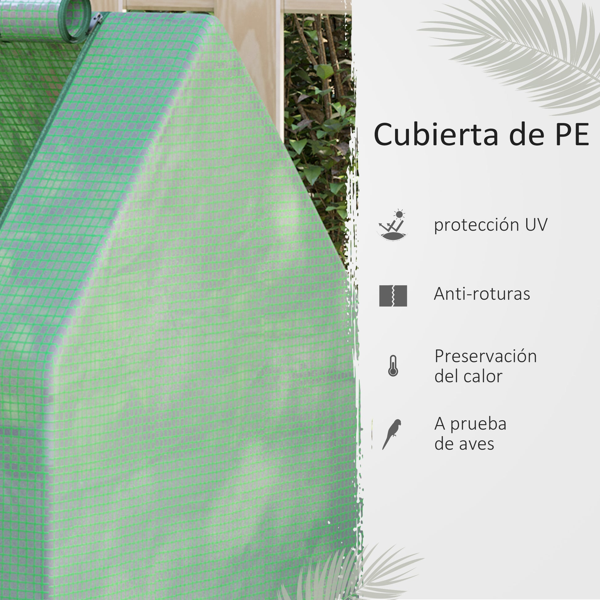 Outsunny Invernadero Jardín 127x95x92 Cm Con Arriate De Acero Cubierta Pe Verde_5