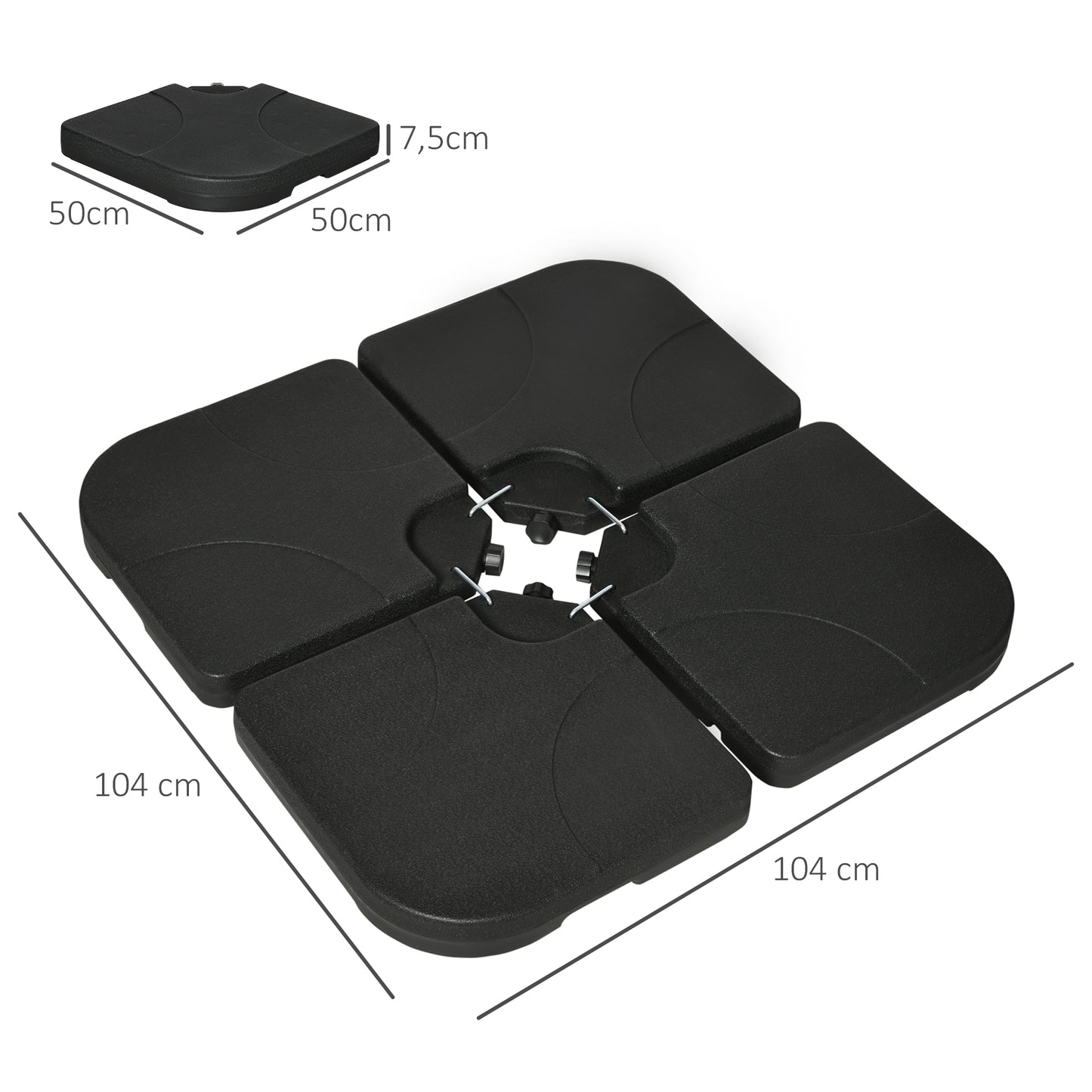 Outsunny Peso Para Base De Sombrilla De 4 Piezas Para Base Cruzada Negro_2