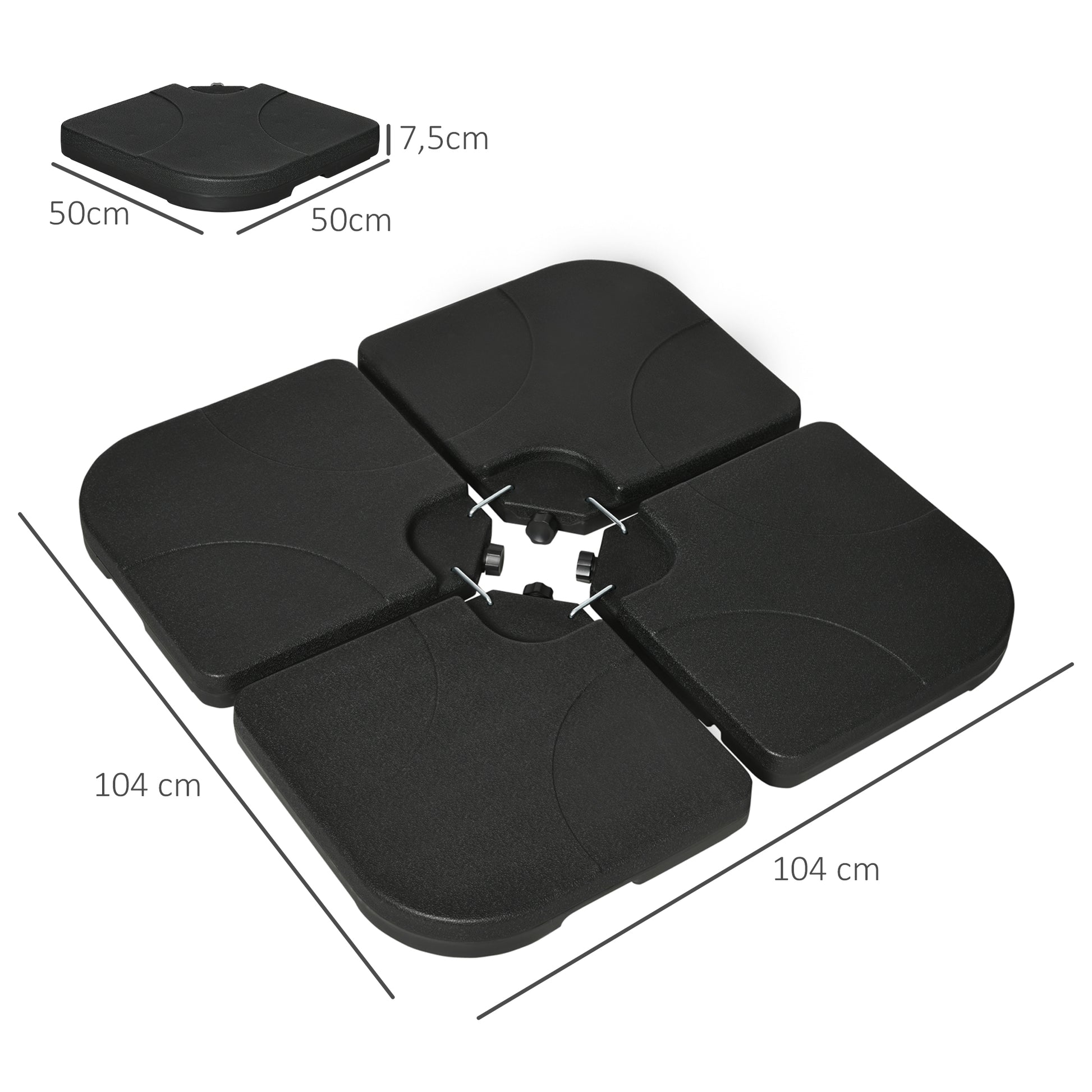 Outsunny Peso Para Base De Sombrilla De 4 Piezas Para Base Cruzada Negro_2