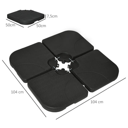 Outsunny Peso Para Base De Sombrilla De 4 Piezas Para Base Cruzada Negro_2