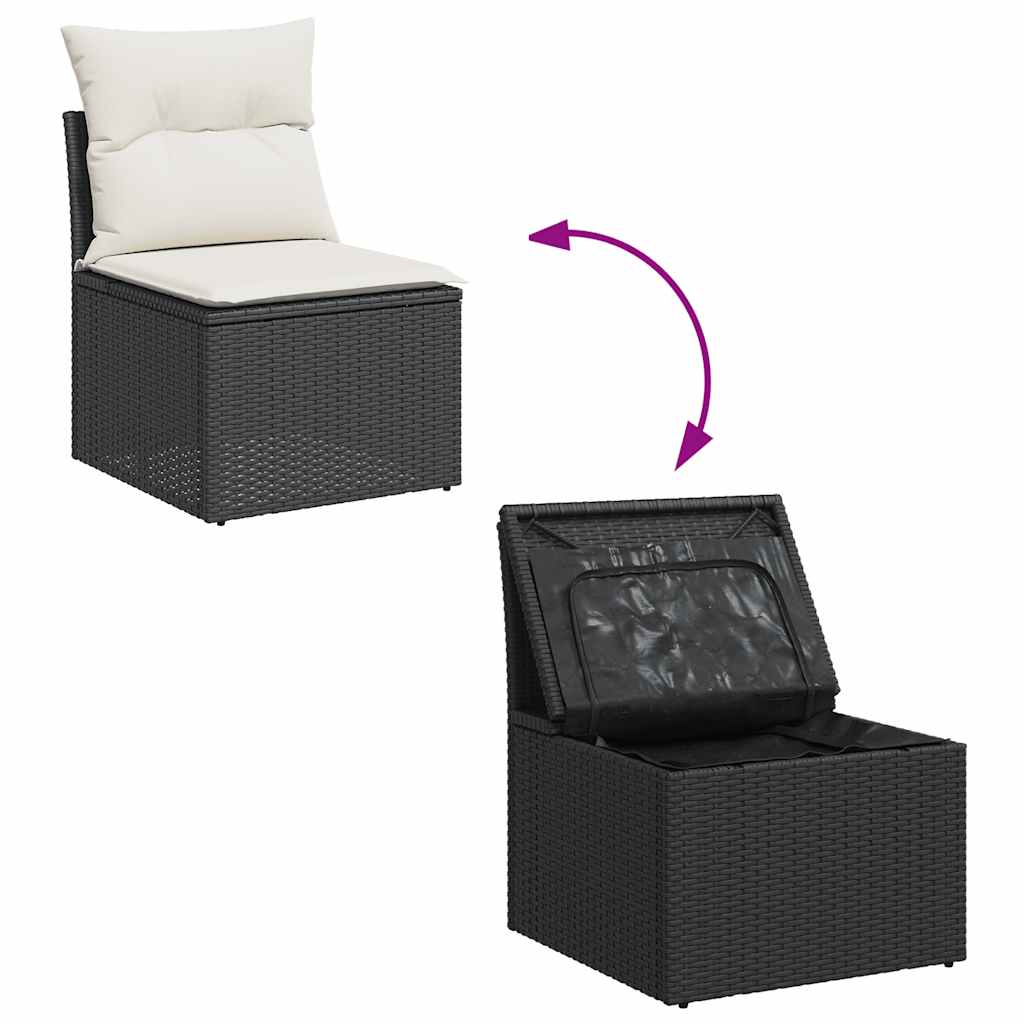 Set De Sofás De Jardín Y Cojines 10 Pzas Ratán Sintético Negro / Vetonek_1