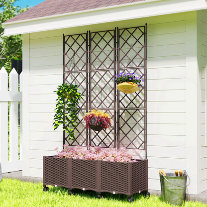 Outsunny Jardinera Con Enrejado Ruedas Para Cultivos Verduras 120x40x192 Cm_3