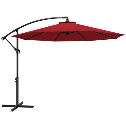 Outsunny Parasol Excéntrico Ø295 Cm Con Ángulo Ajustable Base Cruzada Granate_0