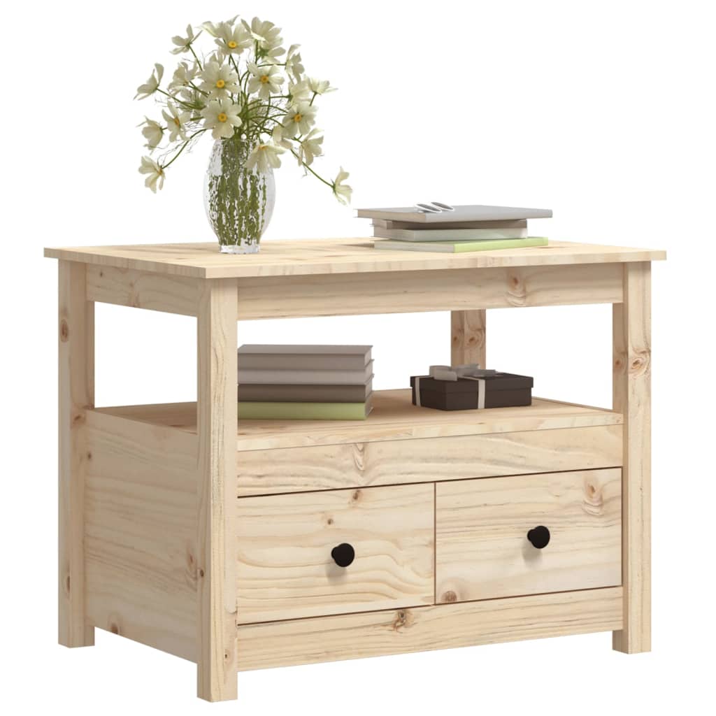 Mesa De Centro De Madera Maciza De Pino 71x49x55 Cm_3
