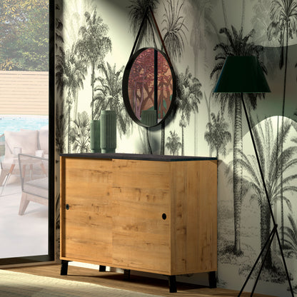 Aparador, Mueble Salón Auxiliar, Buffet, 2 Puertas Correderas 87x120x40 Cm Recibidor Moderno, Briebe, Lys, Madera_2