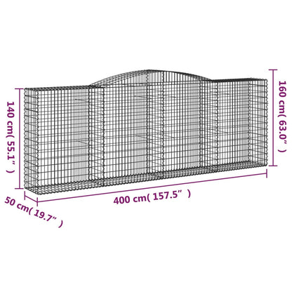 Cestas Gaviones 7 Uds Forma De Arco Hierro 400x50x140/160 Cm_5