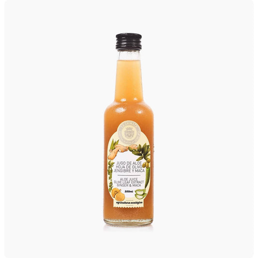 Sumo biológico de Aloé Vera, folha de oliveira, gengibre e maca La Chinata 250ml