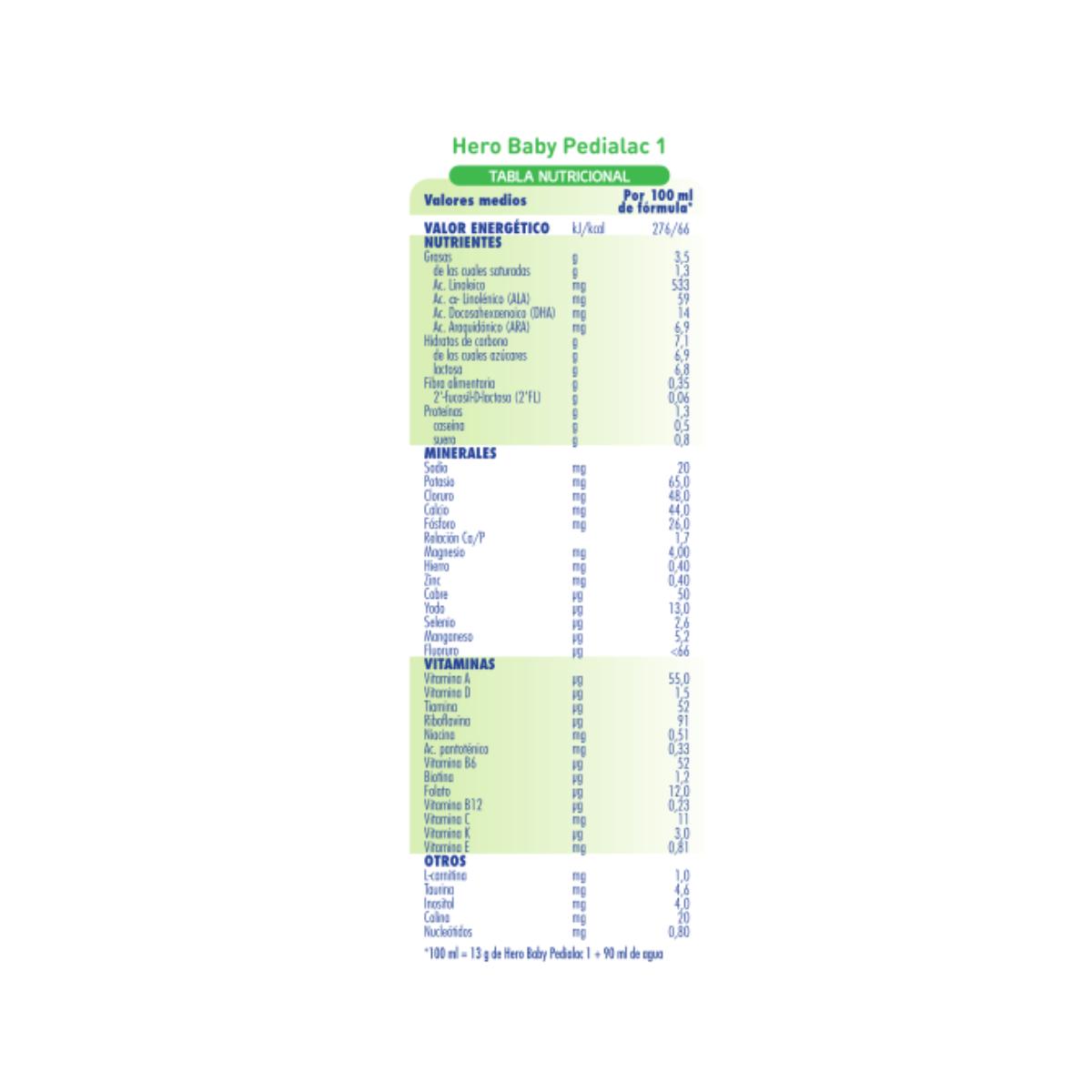 Embalagem de 3 x Pedialac Premium Milk 1, Hero Baby, 800 g