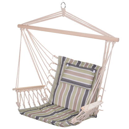 Outsunny Silla Colgante Para Exterior Interior De Rayas 100x106cm Carga 100 Kg_0