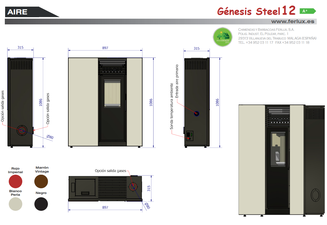 Bricosol Estufa De Pellets Genesis Steel 12 Blanco Perla De Ferlux_2