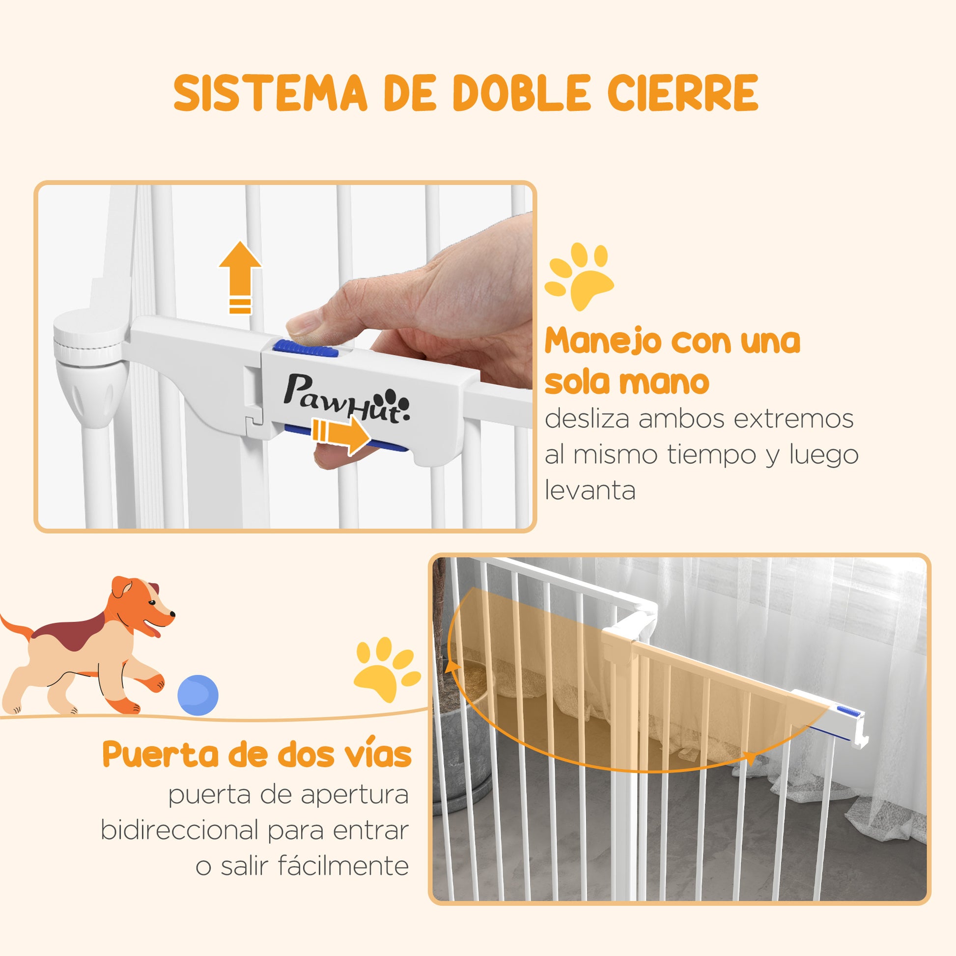 Pawhut Parque Para Perros Plegable De 6 Paneles Acero 123x102x90 Cm Blanco_5