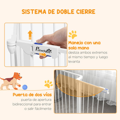 Pawhut Parque Para Perros Plegable De 6 Paneles Acero 123x102x90 Cm Blanco_5