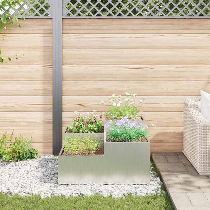 Maceta Para Jardín Plateado 100 X 100 X 48 Cm Acero Galvanizado_3