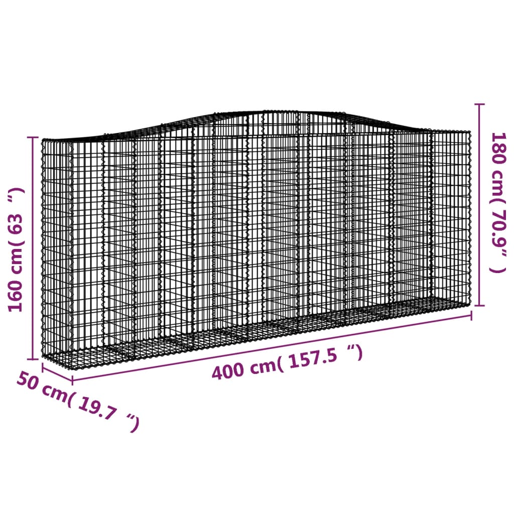 Cestas De Gaviones 7 Uds Forma De Arco Hierro 400x50x160/180 Cm_5