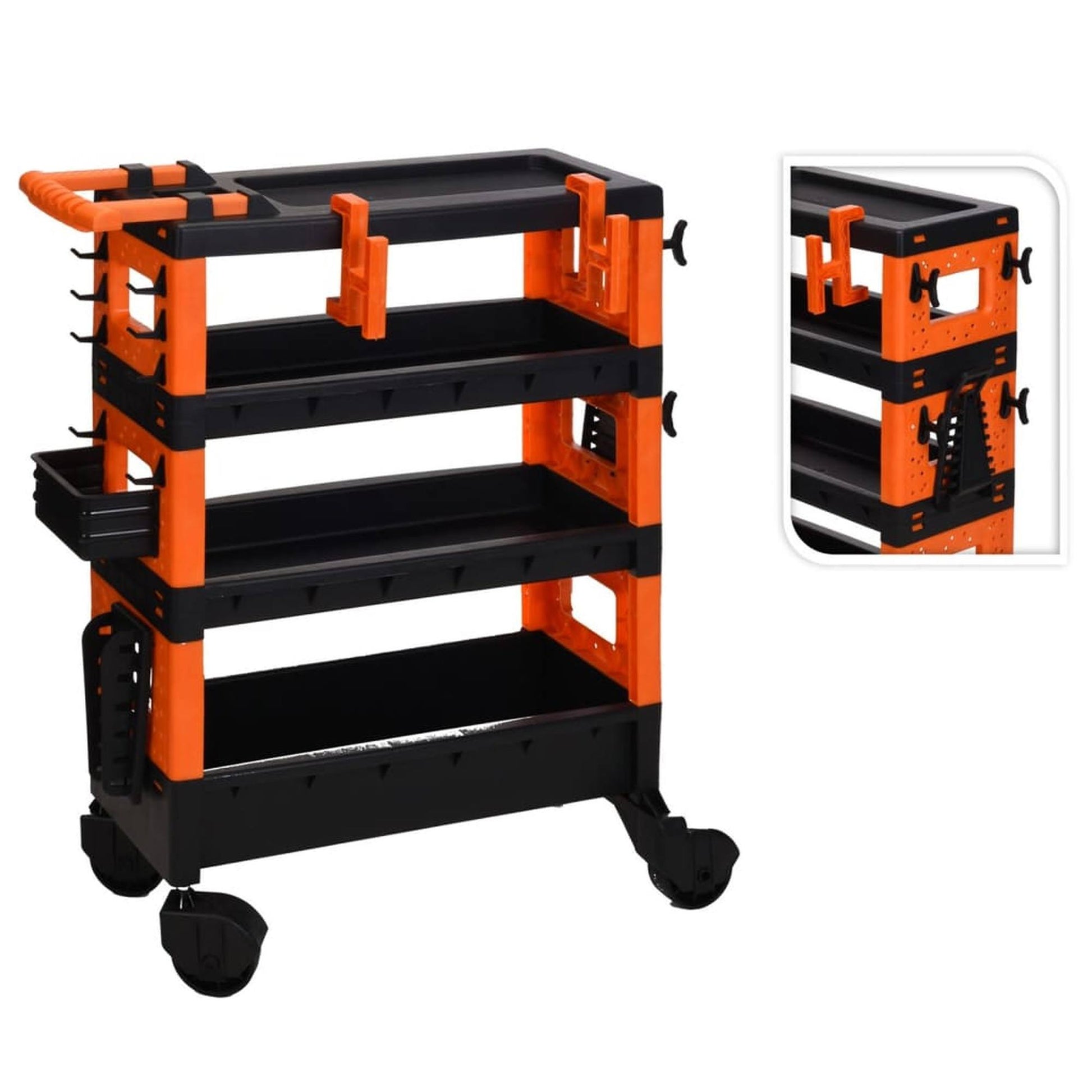 Well Home Carro De Transporte 68x35x87,5cm En Color Negro Y Naranja_2