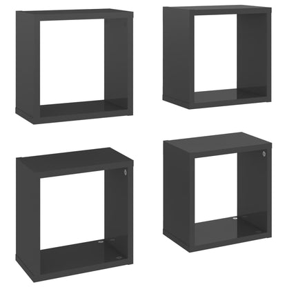 Estantes Cubo De Pared 4 Unidades Gris Brillo 26x15x26 Cm / Vetonek_1
