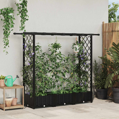 Cama Elevada Con Trellis Y Techo Negro 164 X 40 X 121 Cm Pp_1