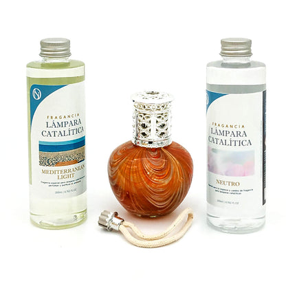 Pack Ahorro Lámpara Catalítica Orange Waves + Fragancia Mediterranean Light 500ml + Limpiador 200ml + Mecha Repuesto_0