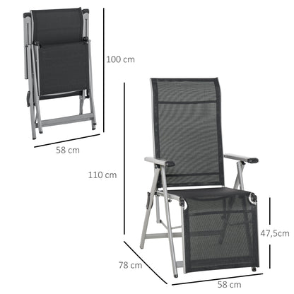 Outsunny Tumbona Plegable De Jardín Sillón Ajustable En 10 Posiciones_2