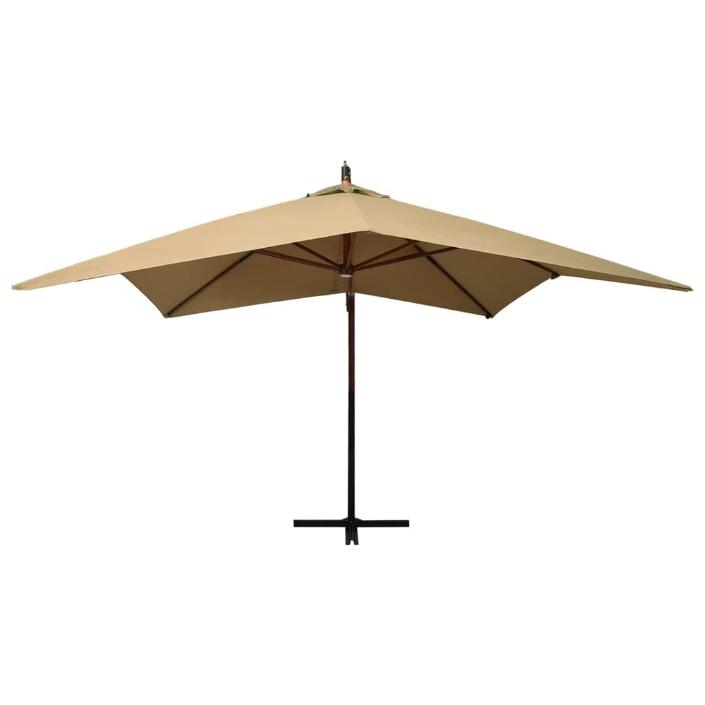 Vidaxl Sombrilla Colgante Con Palo De Madera Taupe 300 Cm_1