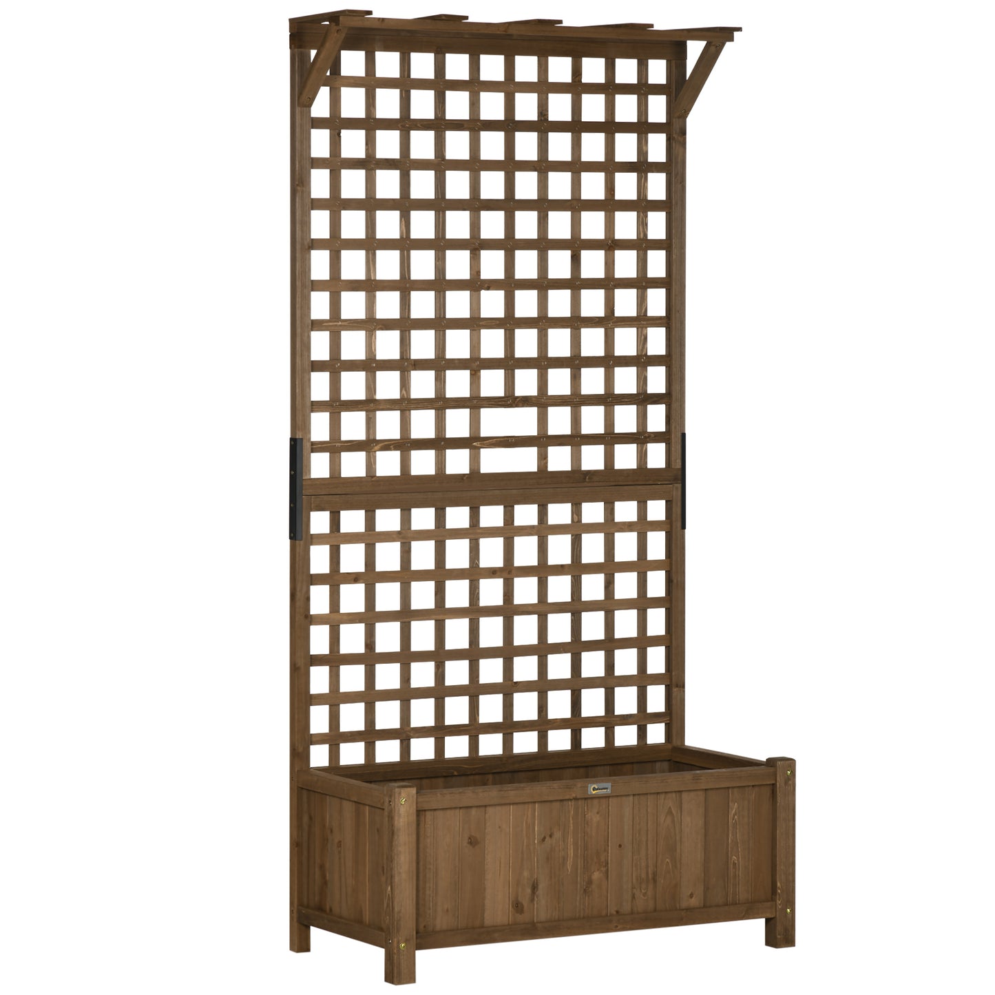 Outsunny Jardinera Con Enrejado De Madera Para Trepadora Plantas 90x45x183 Cm_0