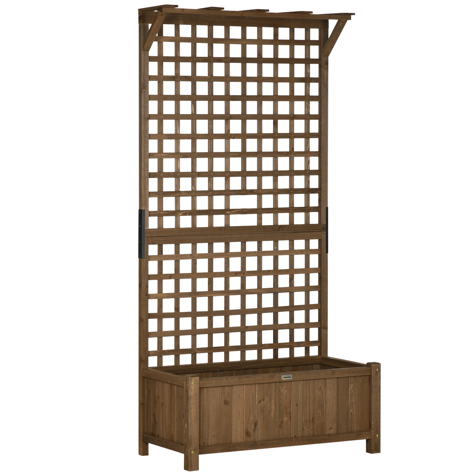 Outsunny Jardinera Con Enrejado De Madera Para Trepadora Plantas 90x45x183 Cm_0