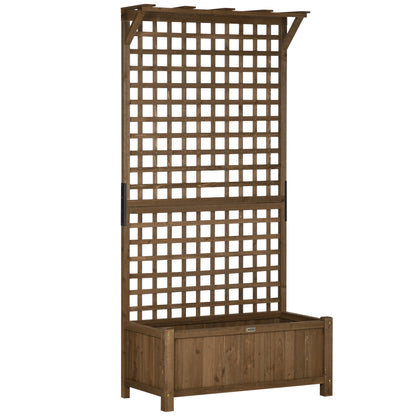 Outsunny Jardinera Con Enrejado De Madera Para Trepadora Plantas 90x45x183 Cm_0
