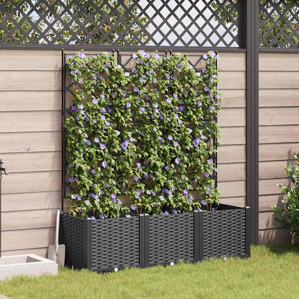 Macetero De Jardín 3 Uds. Negro 120 X 40 X 143 Cm Pp_1