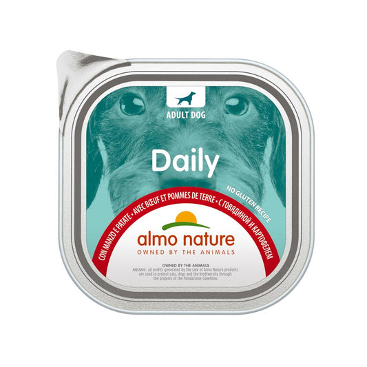 9ux300gr Tarrina De Paté Almo Para Perro Daily Buey Y Patata_0