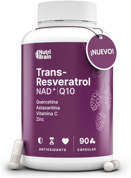 Antioxidante Resveratrol Nad Q10 Astaxantina Nutribrain 90 Cápsulas_0