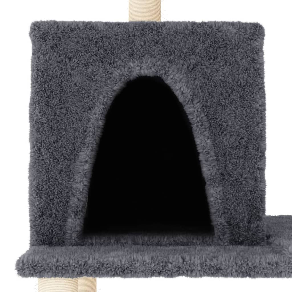 Rascador Para Gatos Con Postes De Sisal Gris Oscuro 167 Cm_4