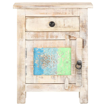 Mesita De Noche De Madera De Acacia Rugosa 40x30x50 Cm_1