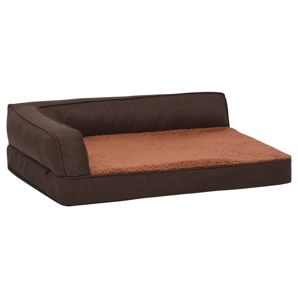 Colchón De Cama De Perro Ergonómico Aspecto Lino Marrón 75x53cm / Vetonek_4