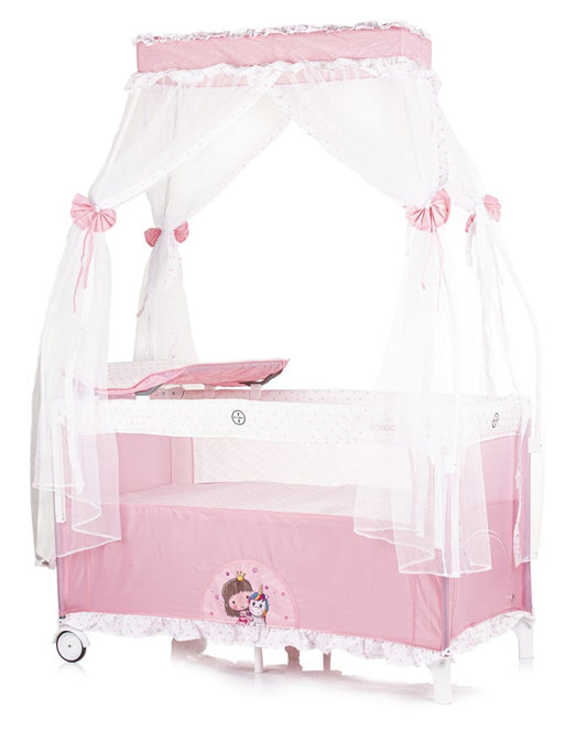 Cuna De Viaje Con Dosel Y Cambiador Palace Princess Pink_0