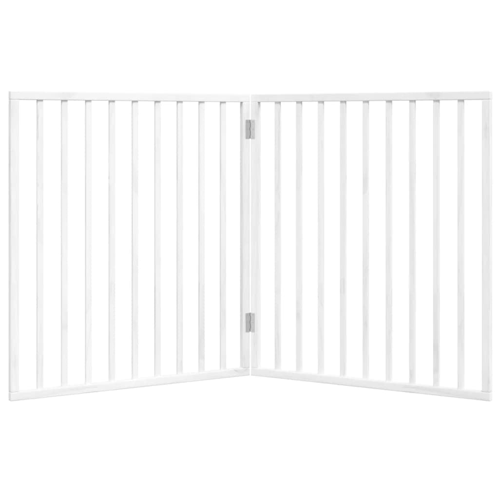 Vidaxl Puerta Para Perros Plegable De 2 Paneles, Madera De Álamo, Blanca, 160 Cm_3