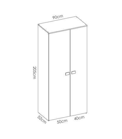 Armario Ropero 2 Puertas Abatibles Santisteban Blanco/natural, 205 Cm(alto) 90 Cm(ancho) 5_3