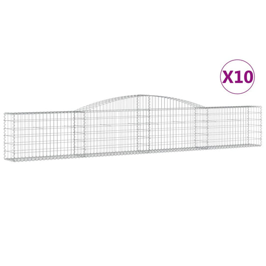 Cestas De Gaviones 10 Uds Forma De Arco Hierro 400x30x60/80 Cm_0