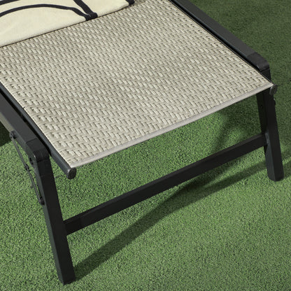 Outsunny Tumbona De Ratán Reclinable Plegable Con Respaldo Ajustable Gris Claro_4