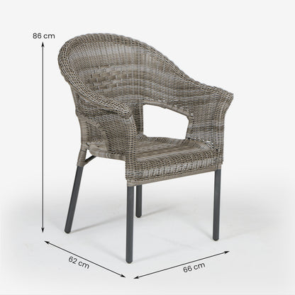 Conjunto De Mesas Y Sillas Para Exterior, Aluminio, Aluminio Y Ratán Sintético Redondo, Color Antracita, Mesa:72x72 Sillon:66x62x86_4